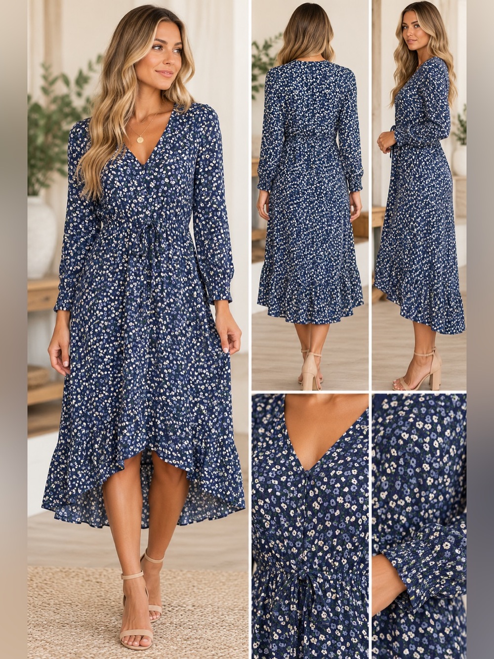 Rails Jade Puff Sleeve midi dress size small